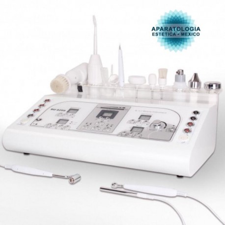Ultrasonido1mhz y 3mhz+Alta Frecuencia+BIO Galvánica+Vacumm de rostro+Electrocauterio+Cepillo exfoliante+Pulverizador de Rocío