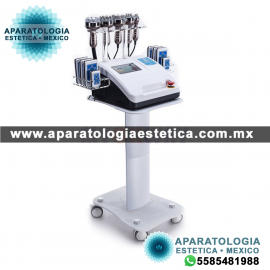 Cavitación con RF(cuerpo)+ RF Multipolar(cuerpo)+ RF quintopolo(rostro)+ RF bipolar(ojos)+ Vacumm con RF Multipolar+ LIPOLASER