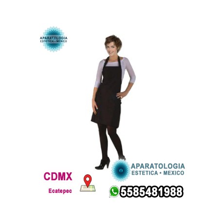 Delantal negro de poli-nailon impermeable y resistente a productos químicos