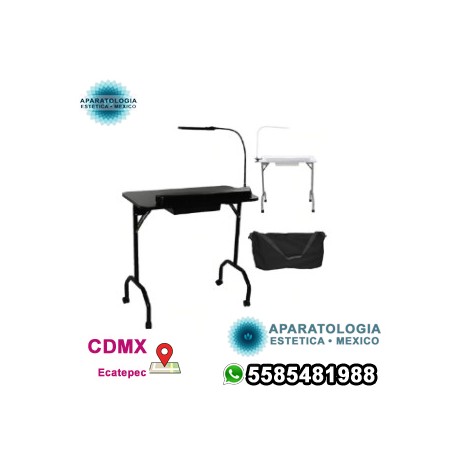 Mesa de manicura portátil con lámpara LED