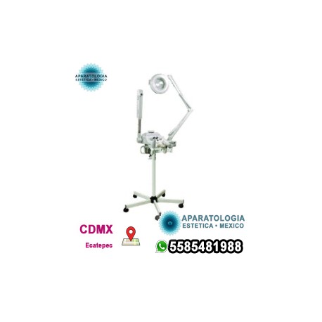 Vaporizador facial 4 en 1, lámpara de aumento, máquina facial de cepillo giratorio y de alta frecuencia