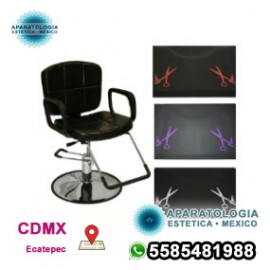 Sillón de peinado reclinable negro y tapete rectangular antifatiga