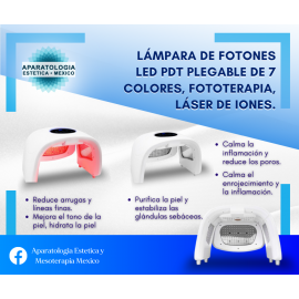 Lámpara de fotones LED PDT plegable de 7 colores, fototerapia, láser de iones